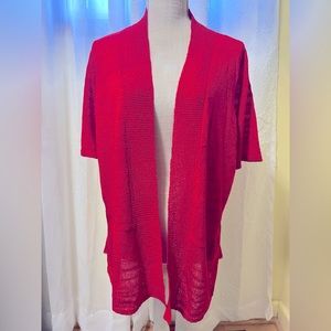 NWT DRESS BARN Women’s 1X RED lightweight sweater short sleeve cover.